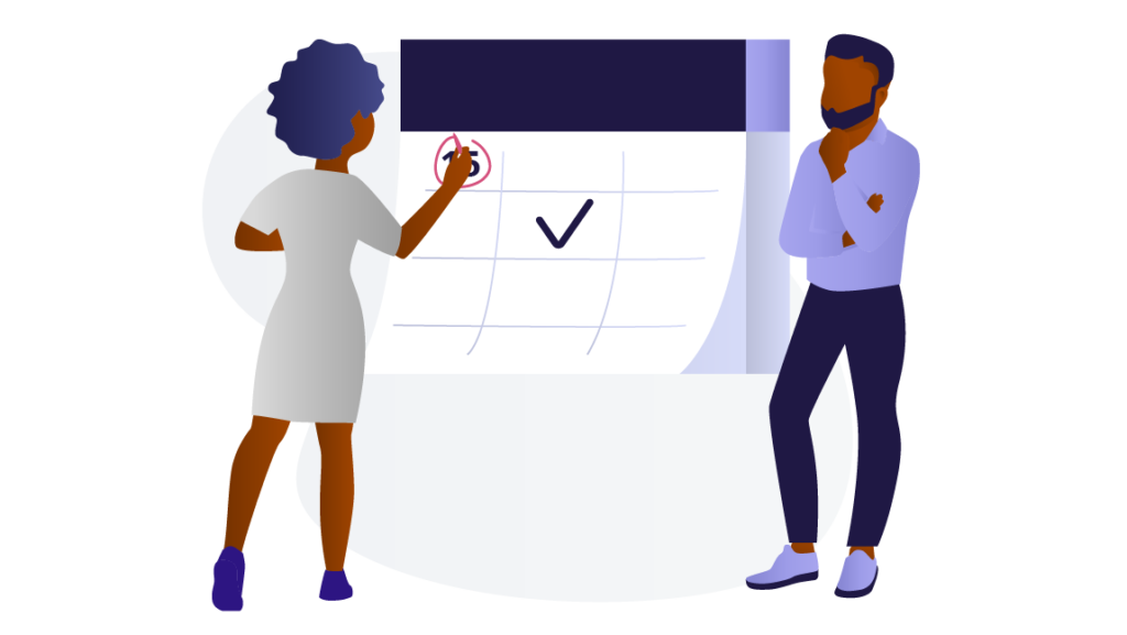people working on calendar